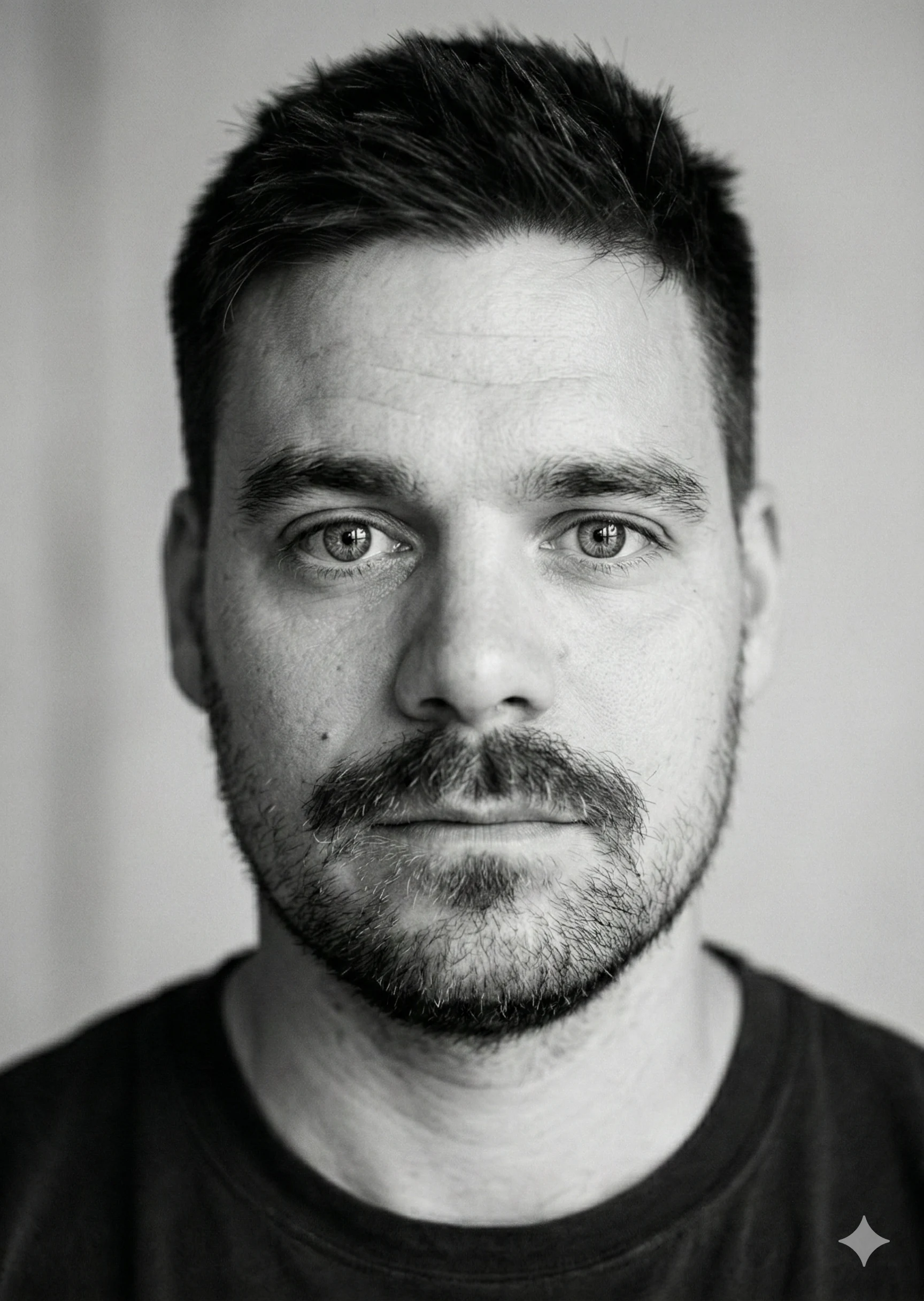 Sort-hvidt portræt af Andreas Nørgaard
